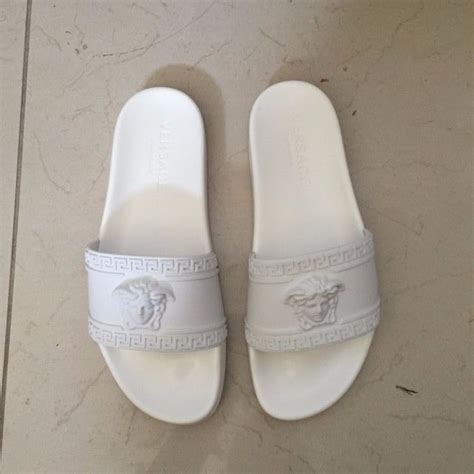 versace flip flops cheap|white versace pool slides.